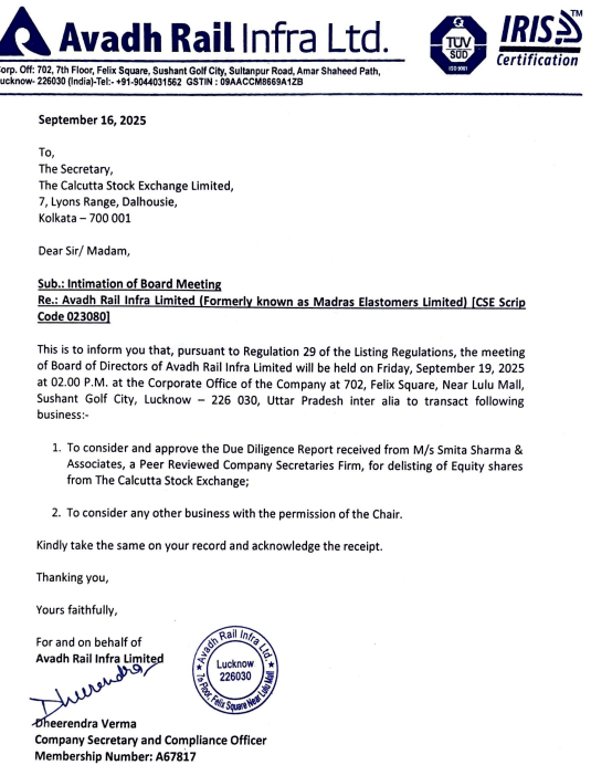 Notice Board Meeting